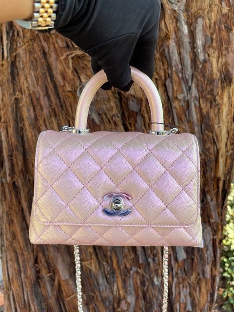 Chanel Bn Extra Mini Coco Handle In Iridescent Pink Caviar Leather With Gold Hardware Mi Reyna Fashion Lover
