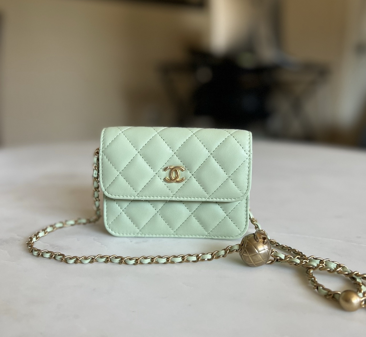 light green chanel wallet